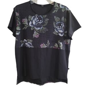 Lululemon Garden Party Snapshot Tee T-shirt 10 Black Floral